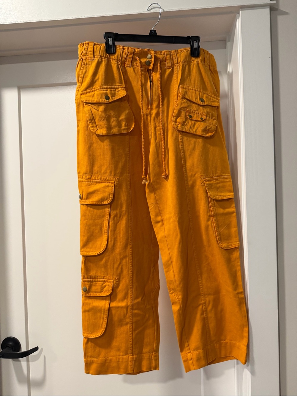 Free People Mustard Wide-Leg Cargo Pants